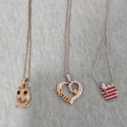 Silver Necklac.  Heart Says Sister, 