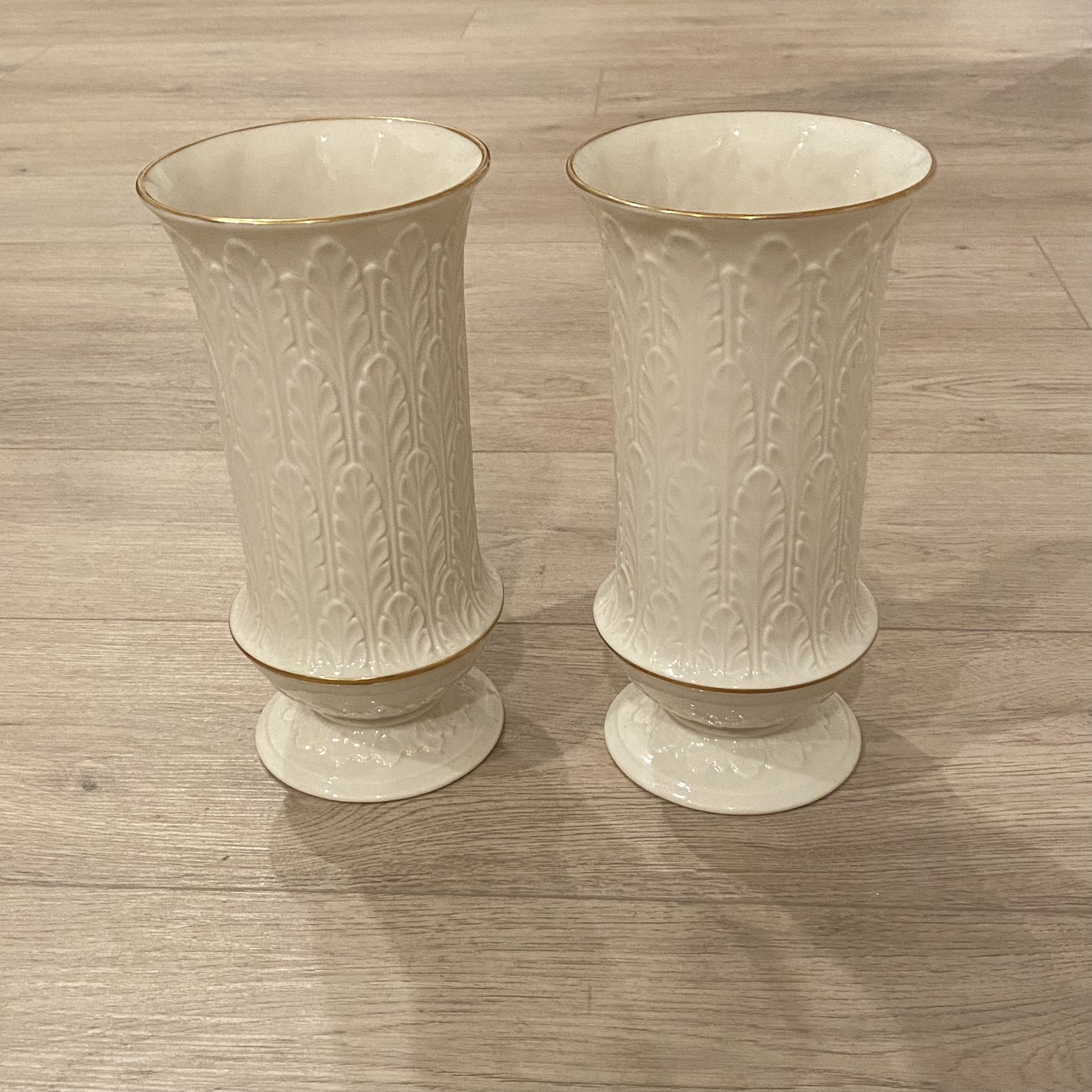 2 Lenox Vases 24k Gold Decoration 