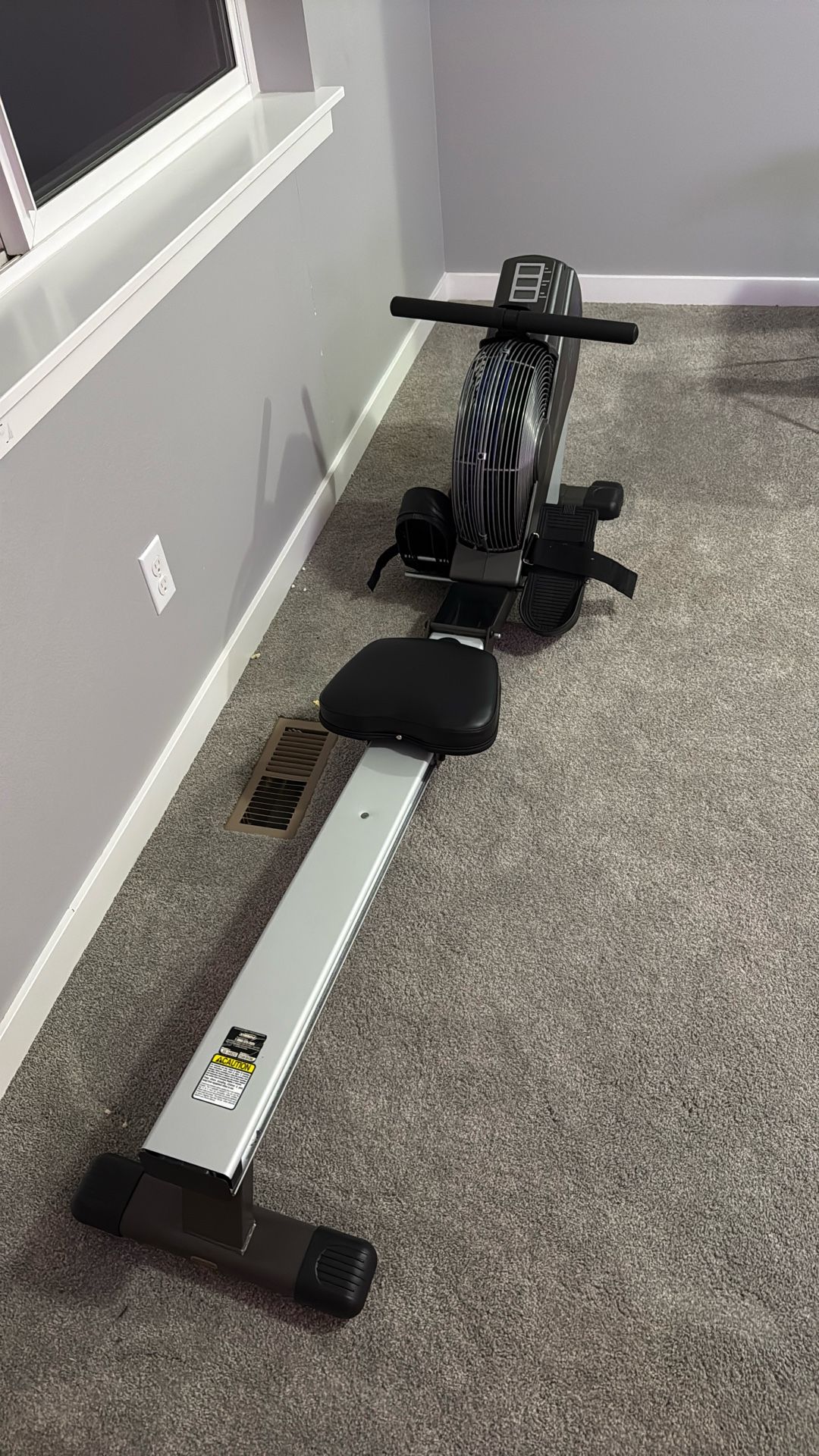 Stamina ATS Air Rower 1402, Grey - Smart Workout App, No Subscription Required - Foldable Rowing Machine for Home Use