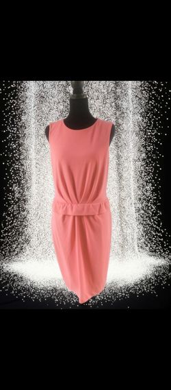 Coral Pink Sleeveless Belted Dress