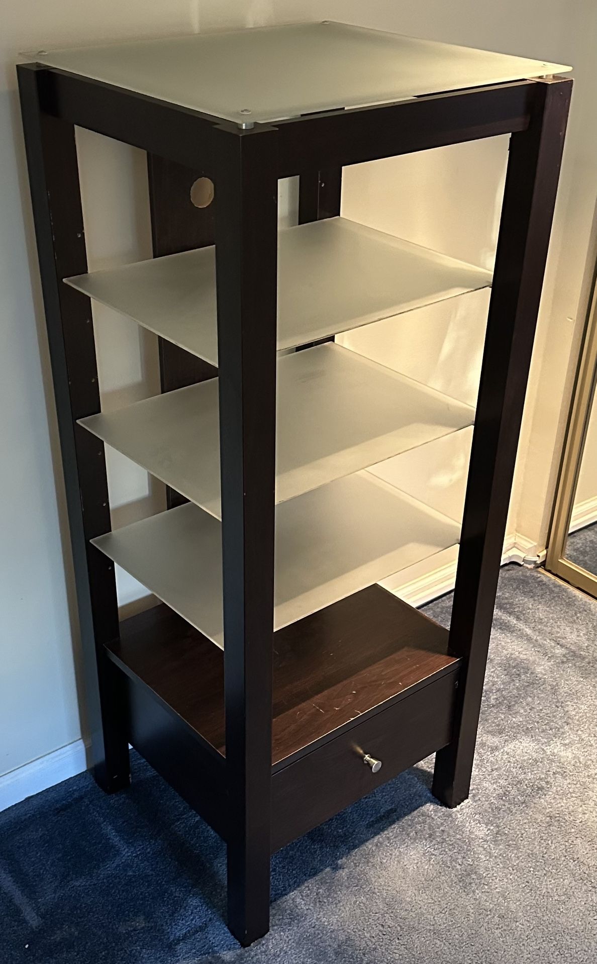Frosted Glass Cabinet with Drawer