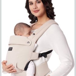 MomCozy Tan Khaki Cotton Structured Baby Carrier