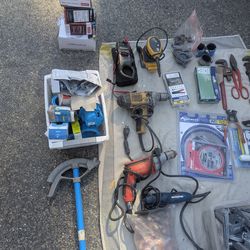 Assorted, drills, sander, plumbing electrical, hand tools