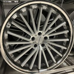 22 Inch Brushed Face Chrome Lip Wheels Rims Tires