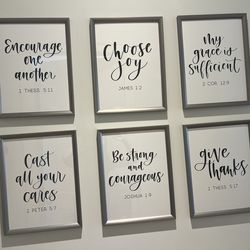 Six Calligraphy Prints - Bible Verses