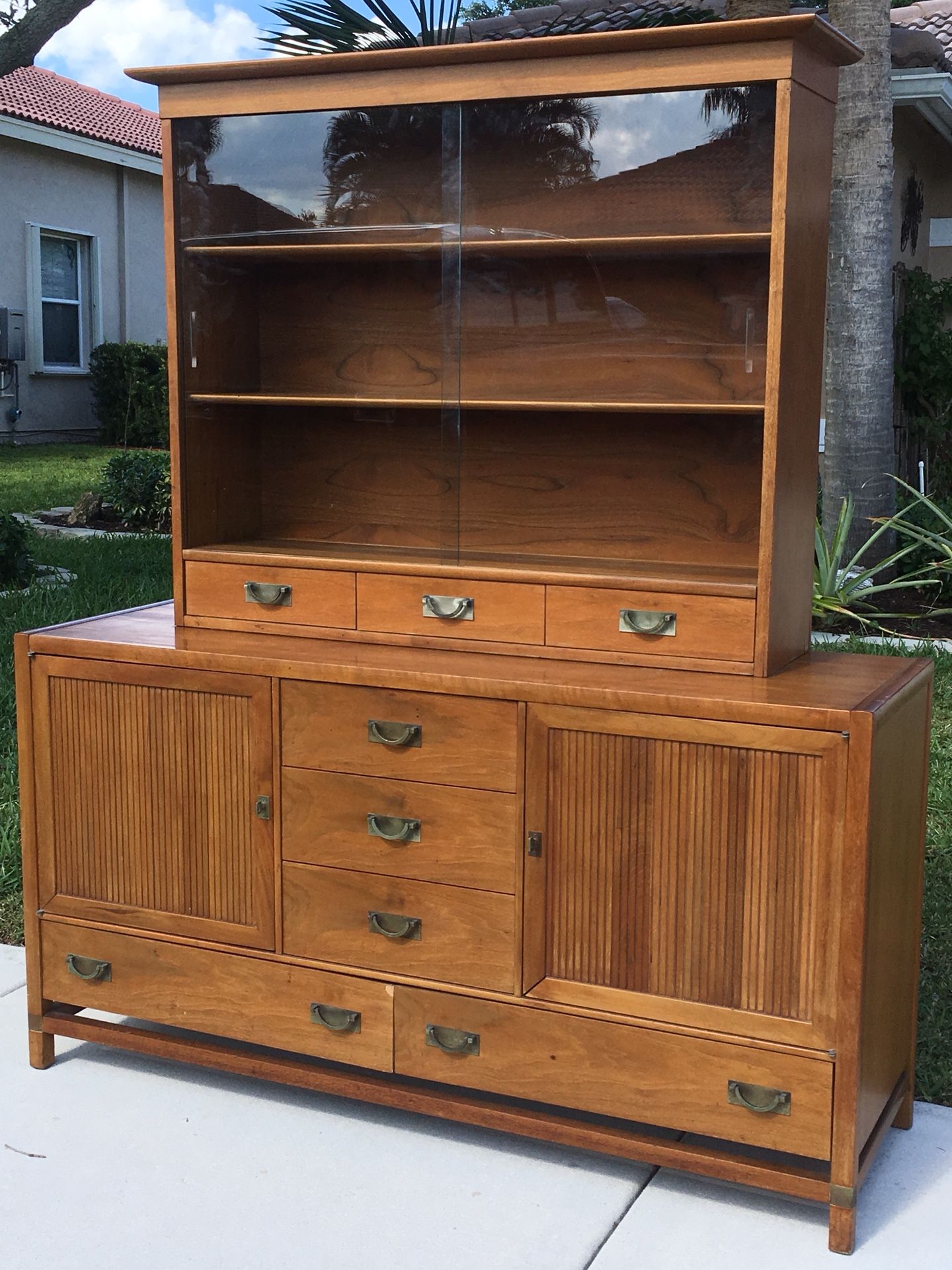 Danish Modern Teak China Cabinet Buffet Credenza - 'Tung Si'