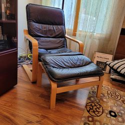Vintage Leather Chair & Ottoman $100