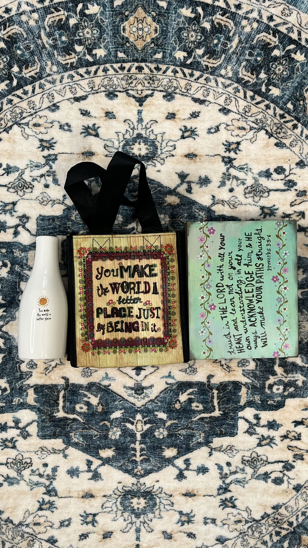Natural Life Gift Bundle Vase Gift Bag and Wall Decor Proverbs Bible Verse