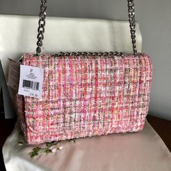 Kate Spade Briar Lane Emelyn Quilted Tweed Crossbody Shoulder Bag Pink Multi NWT