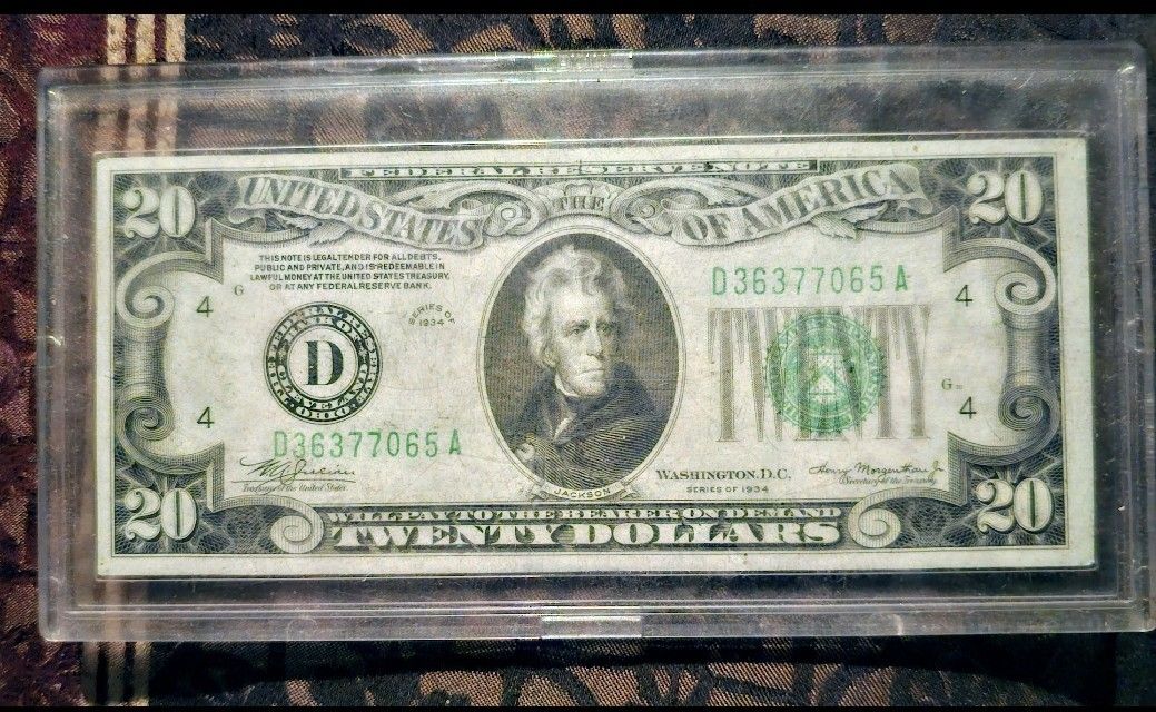 1934 Green Seal $20 Dollar Note XF Condition