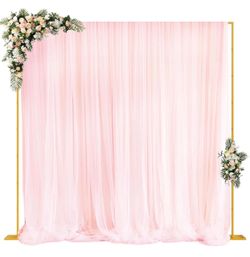 Fomcet 10x10ft Backdrop Stand Heavy Duty Gold Adjustable Pipe and Drape