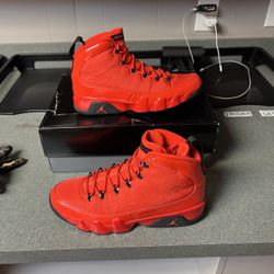 Size 11 - Jordan 9 Chile Red box lid has damage only the shoes are brand new