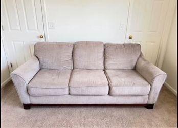 Comfy 3-Seat Sofa – Neutral Gray/Taupe Chenille – Washable Cushion Covers