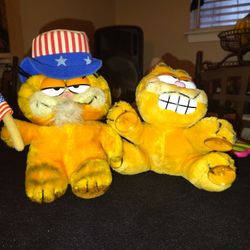 Used Vintage Dakin Garfield Patriotic Uncle Sam Plush & Garfield plush window Suction Cups Toys 