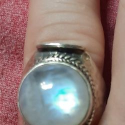 GENUINE STERLING SILVER POLISHED MOONSTONE RING JEWELRY 