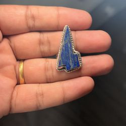 Thunderbolt lapis Handmade  Size 7 / 925 Sterling Silver symbol Of Strength