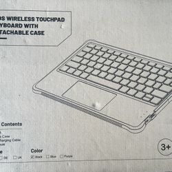 New Wireless Touchpad keyboard With Detachable Case. Great For Kids