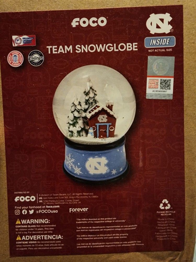 UNC Chapel Hill Snow Globe