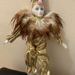 Vintage Porcelain Clown Doll  16 Inch   