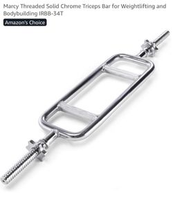 Marcy Threaded Solid Chrome Triceps Bar for Weightlifting and Bodybuilding