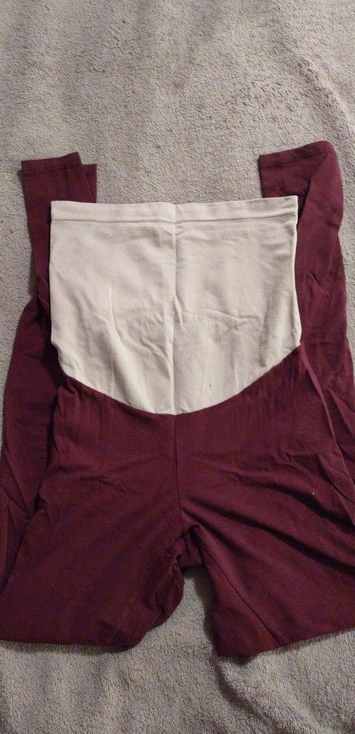 Maroon Motherhood Maternity Full Length Leggings Size Medium 