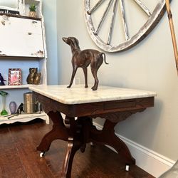 Antique Victorian Eastlake Marble Parlor Table Lamp Table 