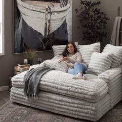New Super Comfy White Or Black Corduroy Ashley Brand Oversized Chaise Lounge Chair Sofa Couch 