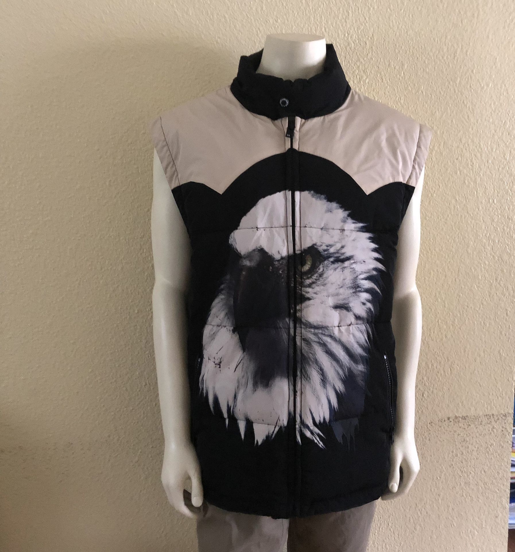 AKOO Big Eagle Graphic Insulated Puffer Vest Mens Size 3XL Full Zip Black