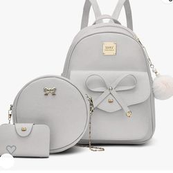 Aogist Mini Leather Backpack Purse 3-Pieces Fashion Bowknot Zipper Bags Cute Casual Travel Daypacks for and Women

