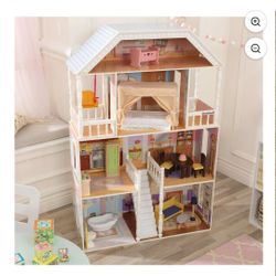 *Brand NEW In Box* KidKraft Savannah Wooden Dollhouse with Porch Swing and 14 Accessories