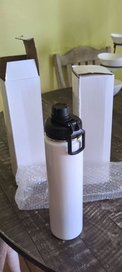White Insulated Water Bottle with Flip Lid
