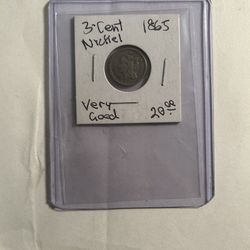 1865 United States, three cent nickel