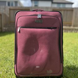 Jessica Simpson Pink Plaid Diamond Suitcase 