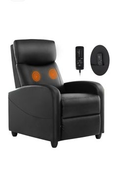 Black Leather Massage Recliner Chair