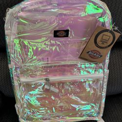 New Dickies Clear White Iridescent Backpack With Laptop Sleeve