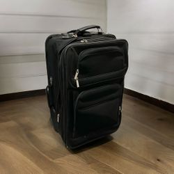 $13 for Medium Black Fabric Luggage Suitcase on Wheels-27H