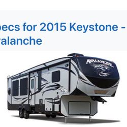 2015. Keystone Avalanche Fifth Wheel Rv 4 Slides Out