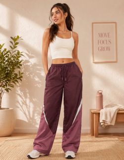 Gymshark Women’s Contrast Track Pants Rich Maroon Reset Pink Size Small NEW