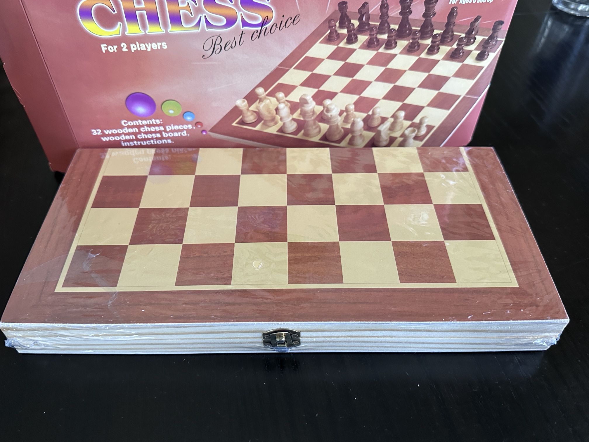 Wooden Chess Board Game Set New Sealed