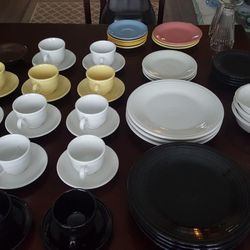 Fiesta Ware...fiestaware...cups and saucers, Plates And Bowls