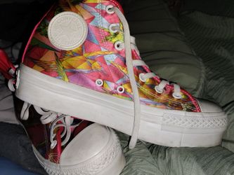 Converse Chuck Taylor All Star Hi-Top sneakers with a colorful geometric print