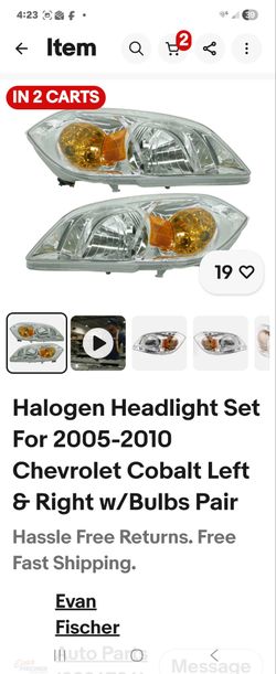 Halogen Headlight Set For 2005-2010 Chevrolet Cobalt Left & Right w/Bulbs Pair