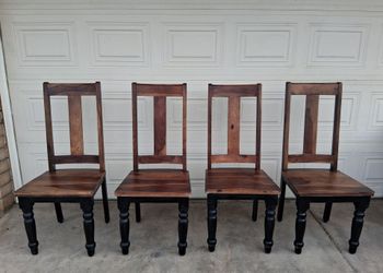 4 Large Wood Dining Chairs