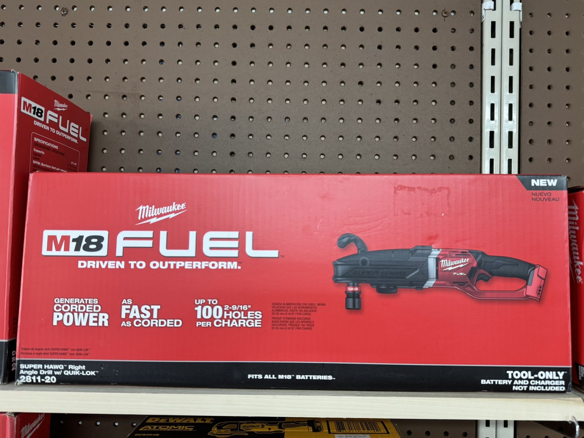 NEW! Milwaukee 2811-20 M18 FUEL Super Hawg Right Angle Drill w/Quik-lok