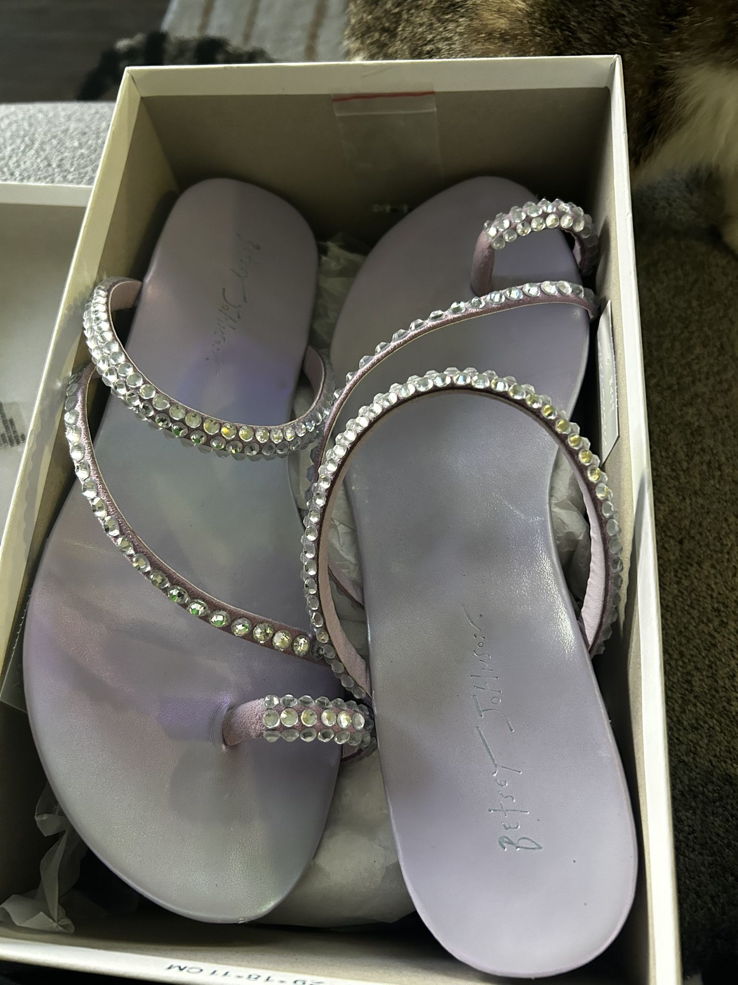 Betsey Johnson Silas flat sandal in a lavender