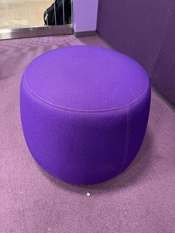 Round Purple Fabric Ottoman Pouf
