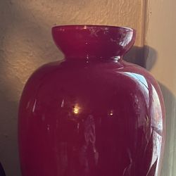 Glass Red Flower Vase 