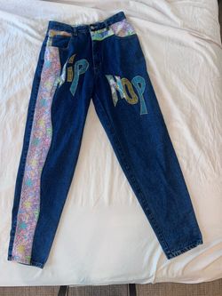 Rare Vintage 90s ZIP CODE "HIP HOP" Patchwork Jeans Size 32" x 32" Streetwear