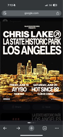 Selling 1 Chris lake 6/20