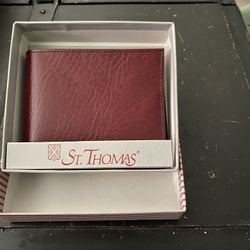 Vintage leather wallet by St. Thomas new old stock brown leather bifold wallet with tags 